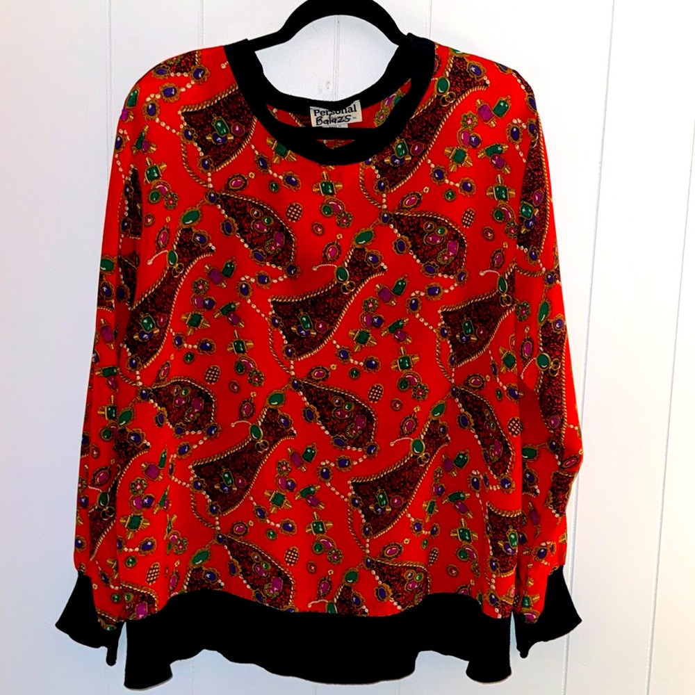 Vintage Personal Brand Jeweled Pattern Top Size 16